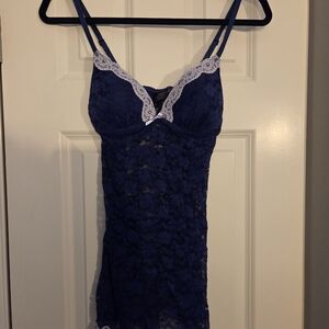 Apt. 9 Blue Lace Chemise with White Trim
